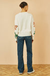 Yumi White Sequinned Bow Relaxed Fit Jumper
