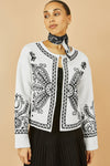 Yumi Ivory Folk Embroidered Edge To Edge Cardigan