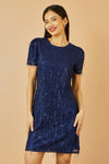 Yumi Navy Dripping Sequin Tunic Dress