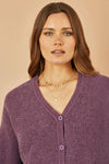 Yumi Purple Marl Knit Cardigan