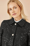 Yumi Black Boucle Sequin Jacket With Pearl Buttons