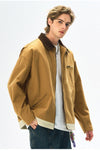 Men’s Contrast Color Washed Polo Collar Jacket
