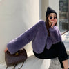 Fox Fur Coat - Elegant Commute Purple