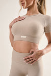 Ribbed Seamless Crop Tee