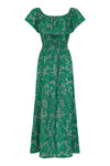 Mela Green Ditsy Print Bardot Dipped Hem Dress
