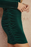 Mela Green Velvet Fitted Long Sleeve Mini Dress