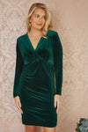 Mela Green Velvet Fitted Long Sleeve Mini Dress