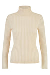 Mela Oatmeal Ribbed Knit Roll Neck Jumper