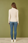 Mela Oatmeal Ribbed Knit Roll Neck Jumper