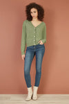 Yumi Green Twist Knit Button Up Cardigan