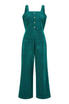 Yumi Teal Cord Stretch Dungaree Style Jumpsuit