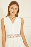 Yumi White Lace Trim Cotton Midi Sun Dress