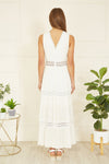 Yumi White Lace Trim Cotton Midi Sun Dress